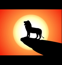 Black Silhouette Snarling Lion On A Rock