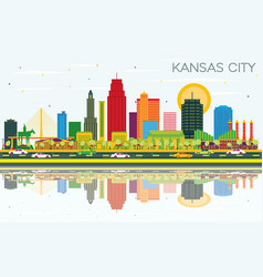 Kansas City Missouri City Skyline With Color