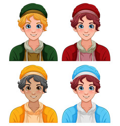 Male Teen Cartoon Wearing Hat Set