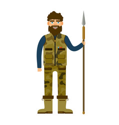 Man Hunter Camouflage Cloth Armed With Spear Flat