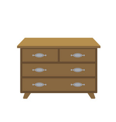 Wooden Dresser With Boxes Flat Cartoon