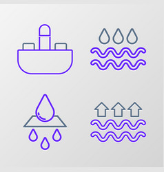 Set Line Waves Of Water And Evaporation Recycle