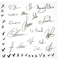 Set Of Various Fictional Signatures And Ticks