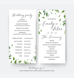 Wedding Floral Greenery Ceremony Party Program