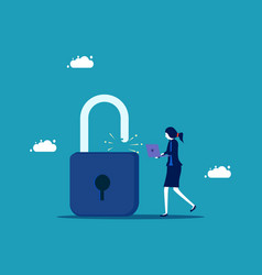 Business Data Access Or Unlocking Businesswoman