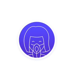 Girl In Oxygen Mask Line Icon