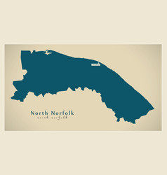 Modern Map - North Norfolk District England Uk