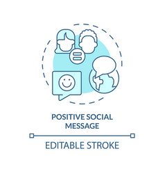 Thin Line Blue Positive Social Message Icon