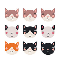 Cute Funny Cat Faces Set