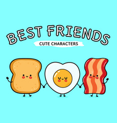 Cute Funny Happy Toast Bacon And Fried Eggs