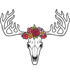 Deer Skull With Flowers