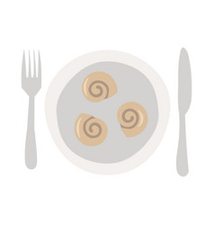 Flat Cartoon Restaurant Plate With French Snails