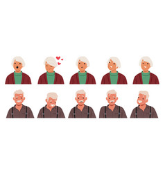 Old Man And Woman Face Expressions Emotions