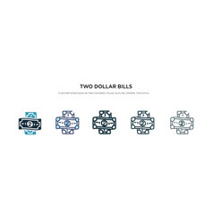 Two Dollar Bills Icon In Different Style