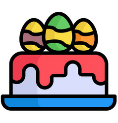 Easter Cake Flat Line Icon