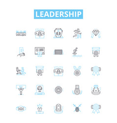 Leadership Line Icons Set Lead Guide