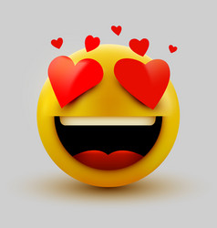 In love emoticon with open hands Royalty Free Vector Image