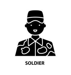 Soldier Icon Black Sign With Editable