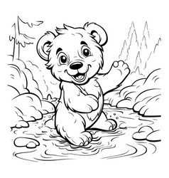 Black And White Cartoon Of Cute Teddy Bear Animal