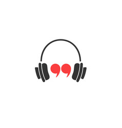 Black Headphones And Red Quotation Marks Icon