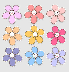 Colorful Paper Flowers With Smiley Faces