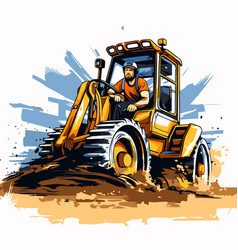 A Tractor On Construction Site