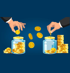 Capital Accumulation Man Hand Putting Golden Coin