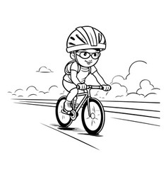 Cyclist On The Road In A Cartoon Style