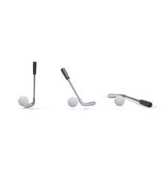 Golf Club With Ball Set Of Realistic