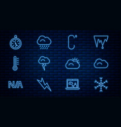 Set Line Snowflake Cloud Celsius Storm