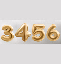 3d Gold Balloon Number Font Realistic Metal Type