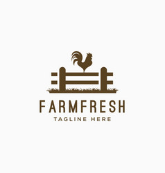 Chicken Farm Logo Design And Rooster On Fence