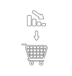 Icon Concept Shopping Cart With Bar Graph Down