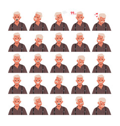 Old Man Face Emotions Set Wrinkled Senior Male