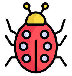 Ladybird Bug Flat Line Icon