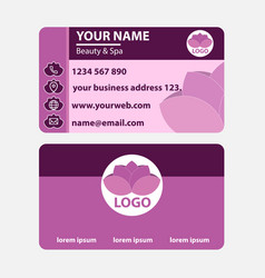 Purple Beauty And Spa Business Card With Lotus