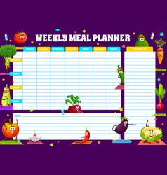 Weekly Meal Planner With Cute Vegetables On Yoga