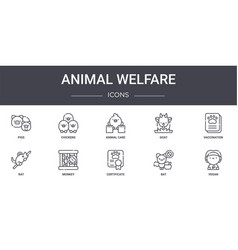 Animal Welfare Concept Line Icons Set Contains