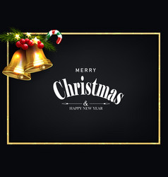 Christmas Black Card With A Frame And Golden Bells