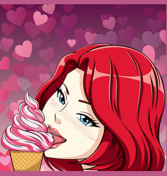 Manga Girl Eating Ice Cream