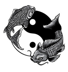 Monochromatic Yin Yang Koi Fish