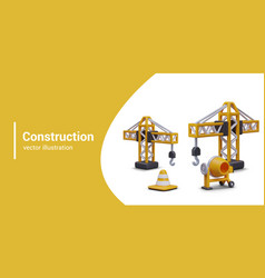 Realistic Lifting Cranes Concrete Mixer Signal