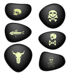 Black Leather Piracy Patches Set Isolated On White