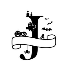 Cute Halloween Letter J Split Monogram Cartoon