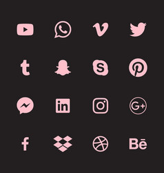 Pink Social Media Icons Reverse Alphabetical Order