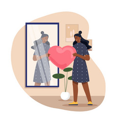 Woman With Heart Near Mirror