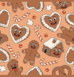 Christmas Seamless Pattern Candy Pretzel Cookie