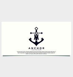 Anchor Marine Logo Design With Letter M Modern