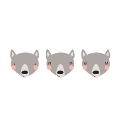 Cute Funny Wolf Faces Set