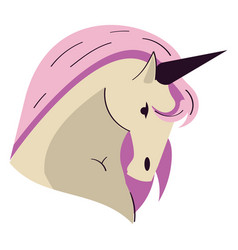 Head Unicorn With Pink Mane